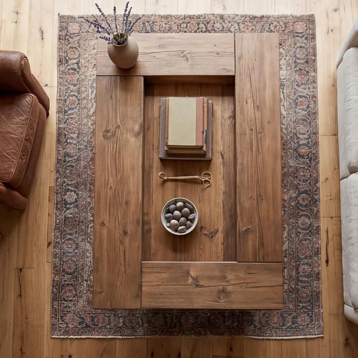 Handmade Solid Wood Coffee Table. Modern, Rustic Design for Living Room. Custom Color & Size.