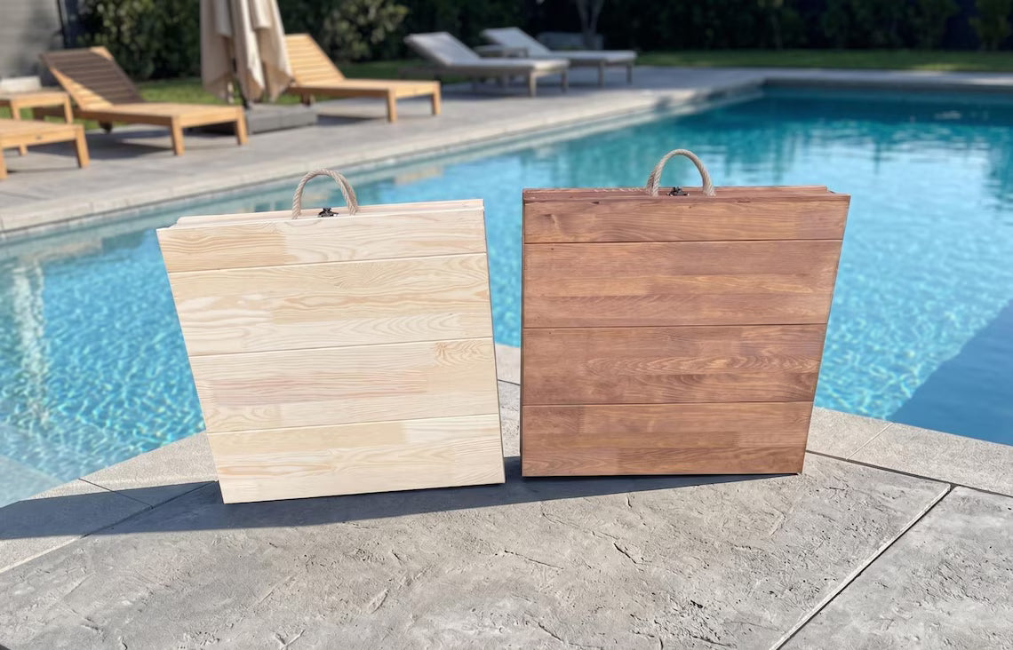 Handmade Foldable Wooden Picnic Table, Boho Outdoor Floor Dining, Portable Camping Garden Furniture