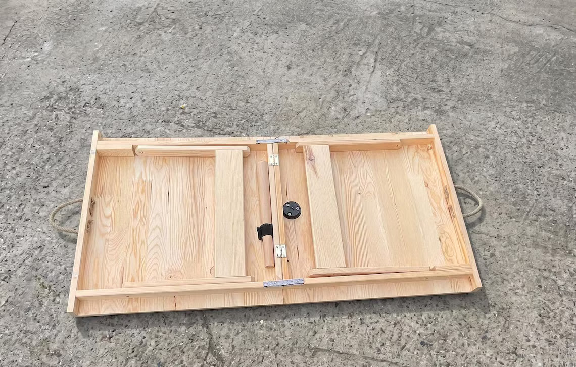Handmade Foldable Wooden Picnic Table, Boho Outdoor Floor Dining, Portable Camping Garden Furniture