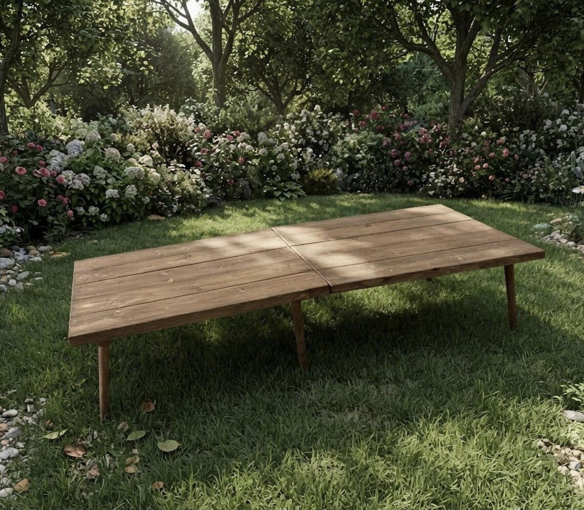 Handcrafted Foldable Wooden Beach Table, 60"x28" Picnic Camping Caravan Table