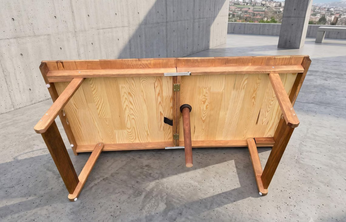 Handmade Foldable Wooden Picnic Table, Boho Outdoor Floor Dining, Portable Camping Garden Furniture