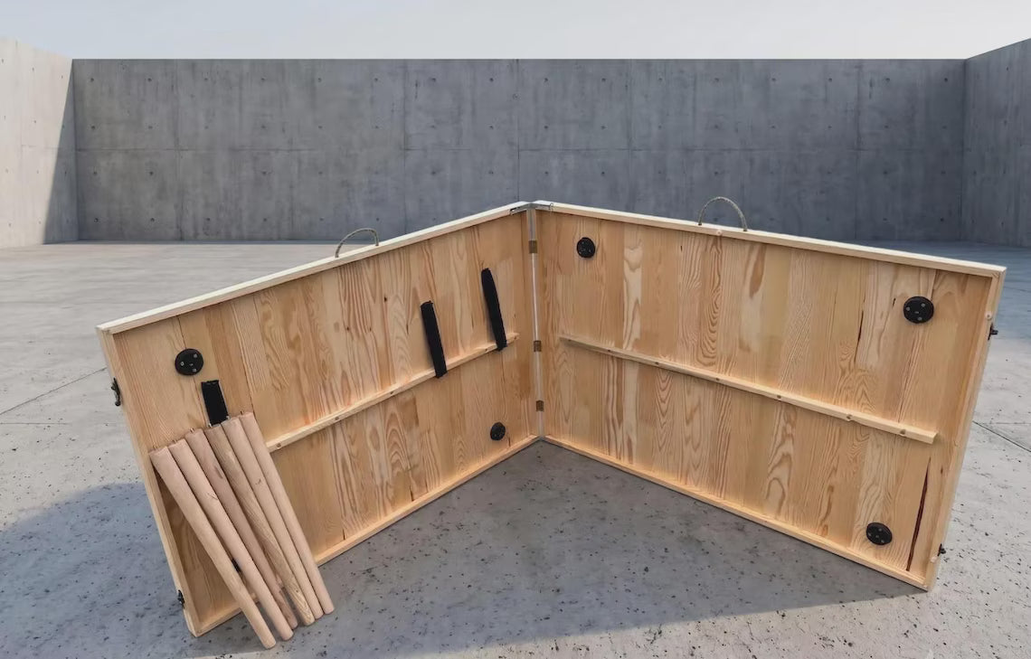 Handmade Foldable Wooden Picnic Table, Boho Outdoor Floor Dining, Portable Camping Garden Furniture