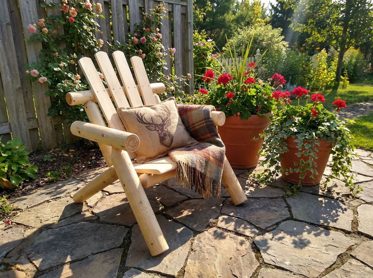 Log Wooden Deck Chair - Cedar Creek Rustic Furniture
