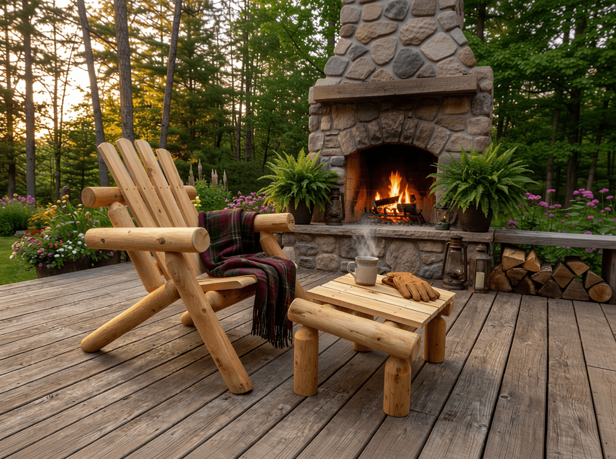 Log Wooden Deck Chair - Cedar Creek Rustic Furniture
