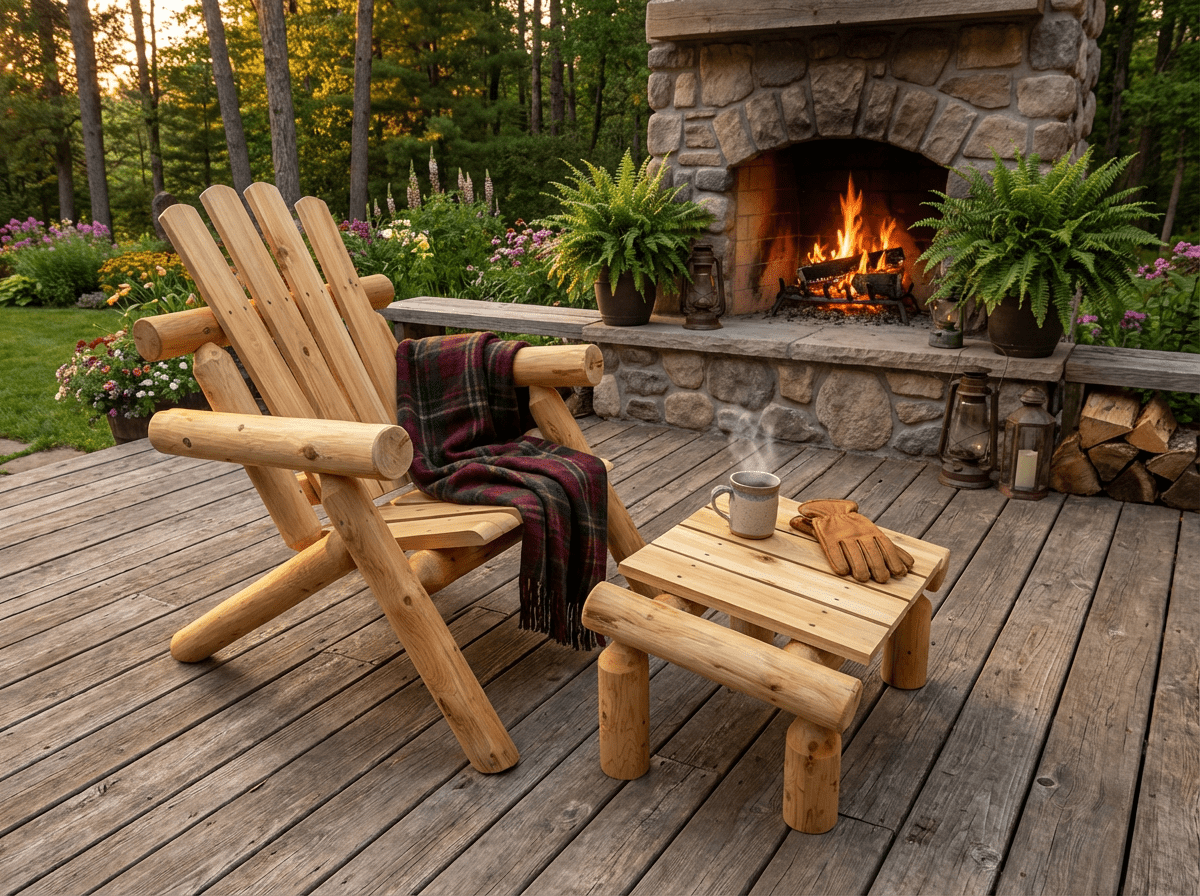 Log Wooden Deck Chair - Cedar Creek Rustic Furniture