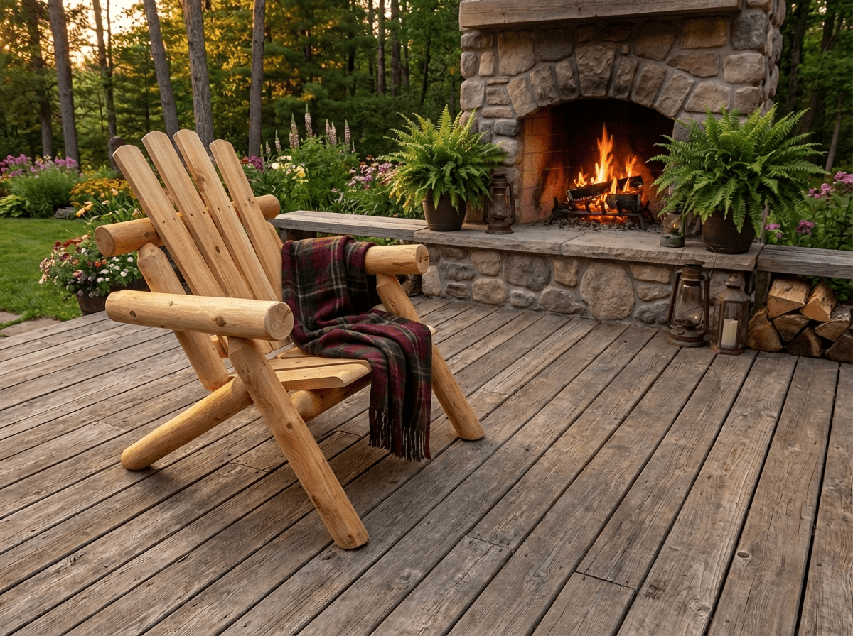 Log Wooden Deck Chair - Cedar Creek Rustic Furniture