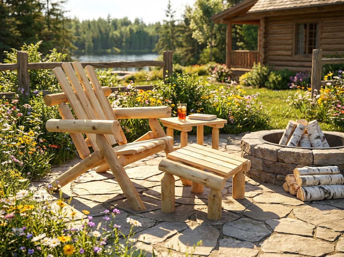 Log Wooden Deck Chair - Cedar Creek Rustic Furniture