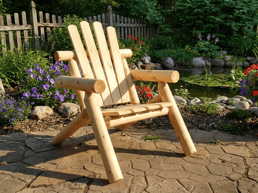 Log Wooden Deck Chair - Cedar Creek Rustic Furniture