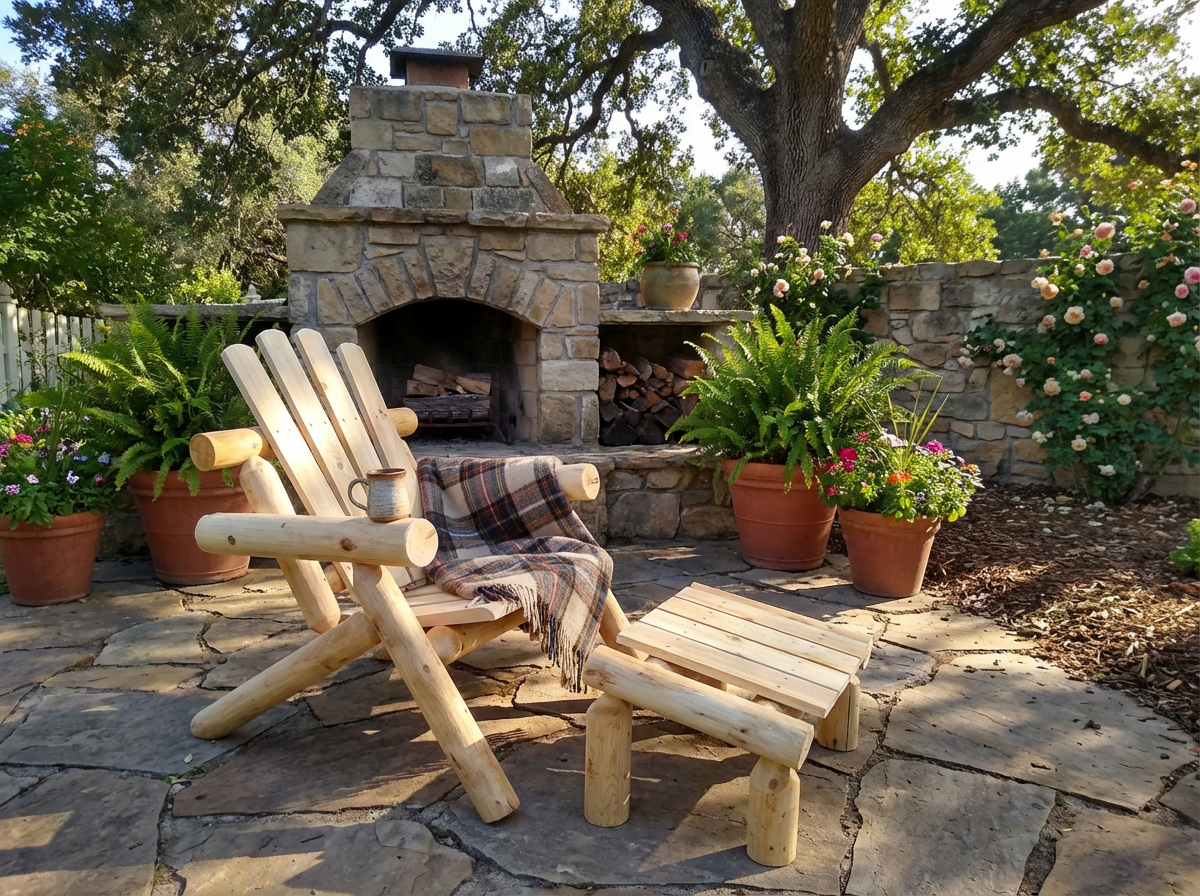 Log Wooden Deck Chair - Cedar Creek Rustic Furniture