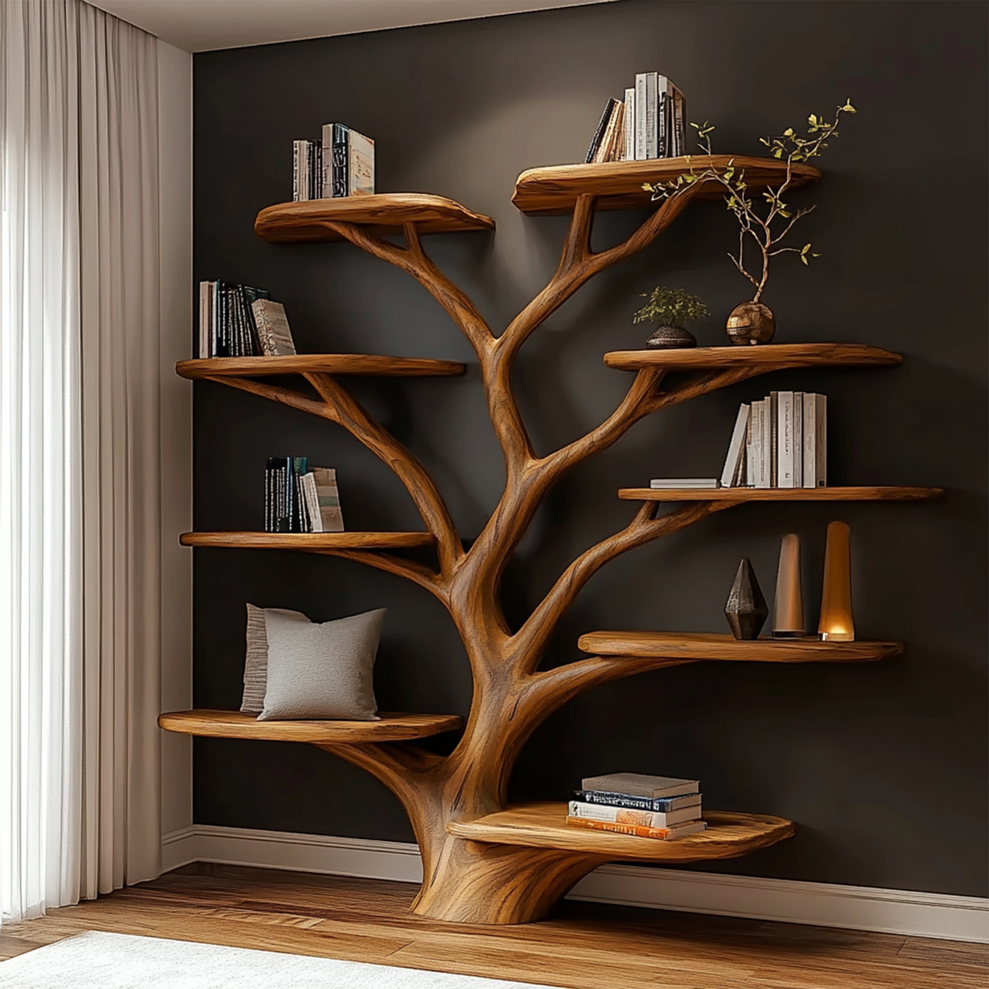 Rustic Christmas Tree Shelf Living Room Holiday Display