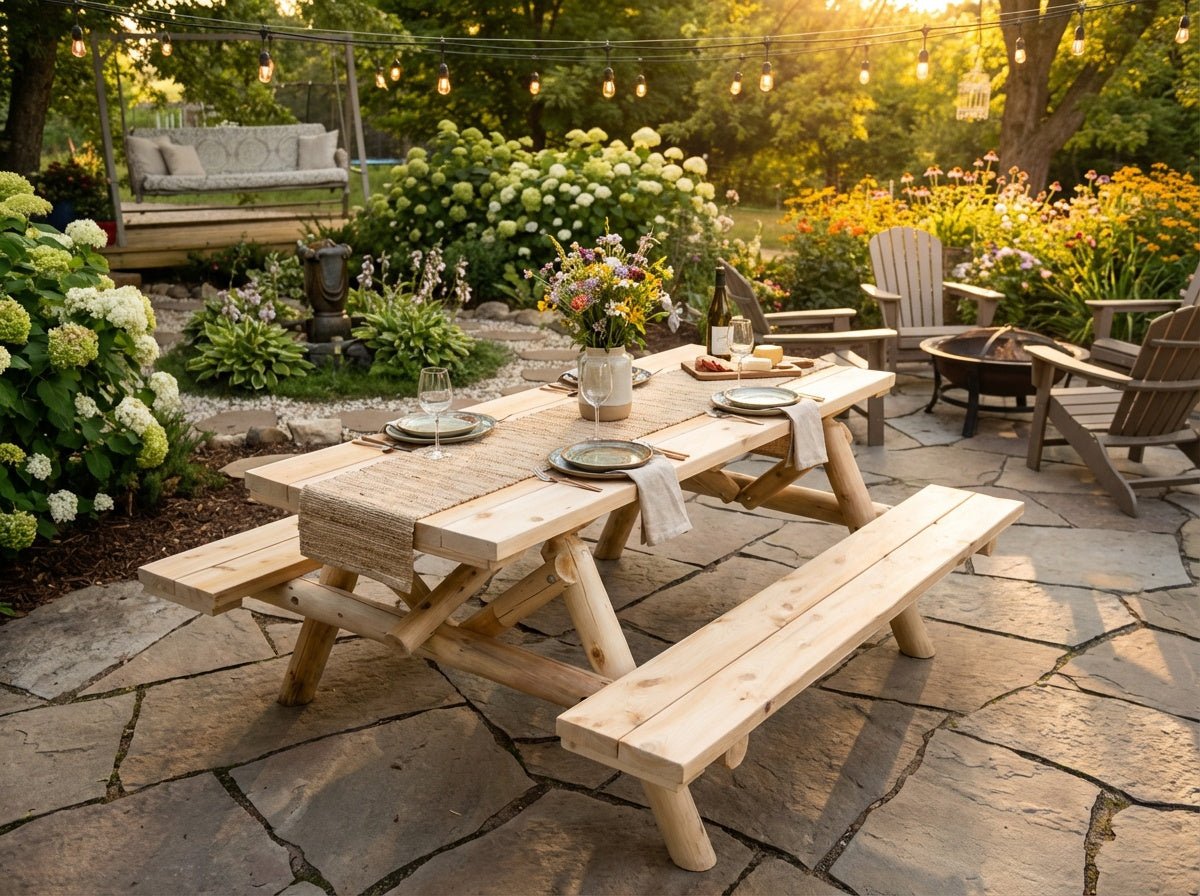 Outdoor Farmhouse Dining Table - Cedar Creek Rustic Furniture