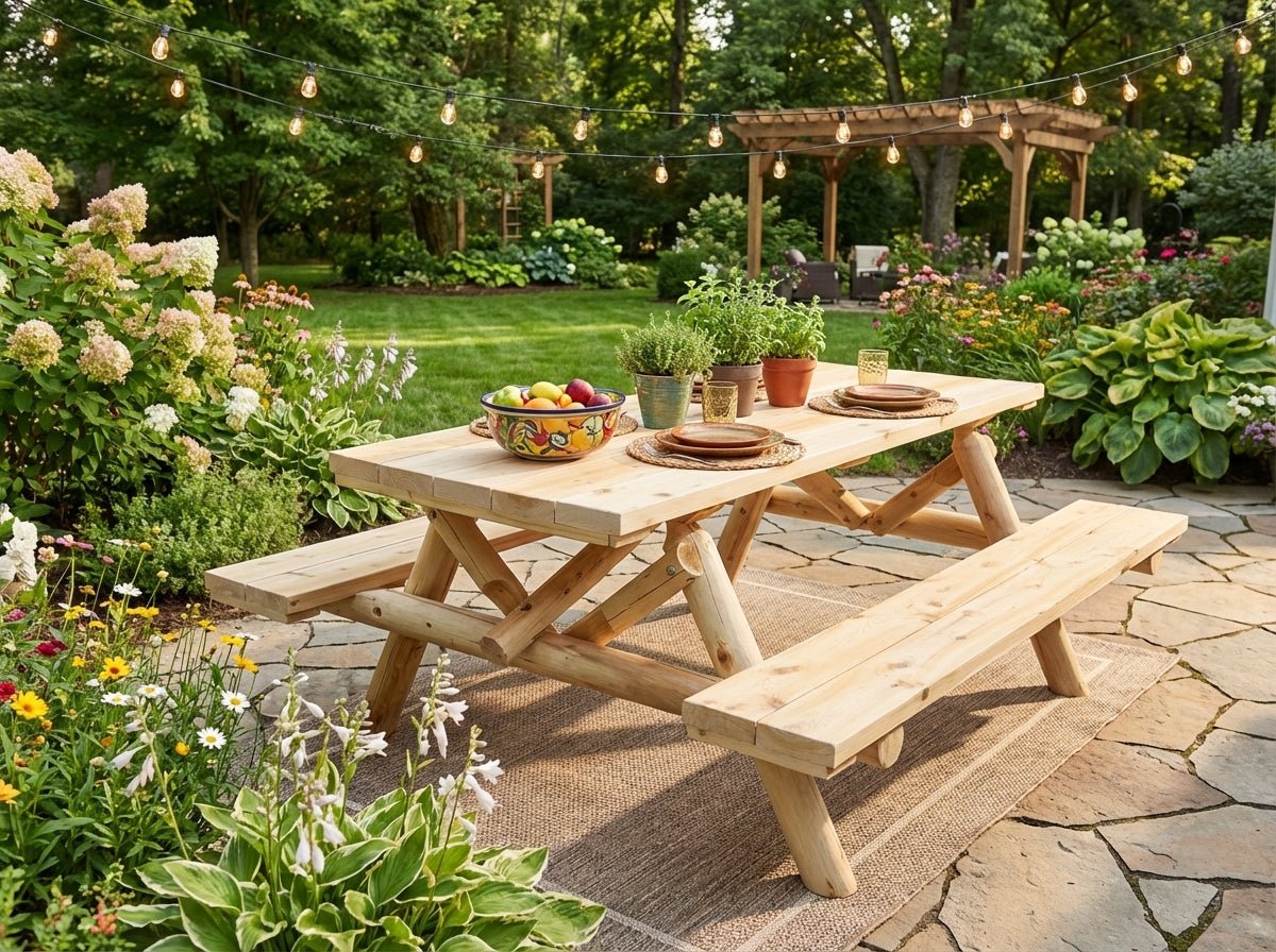 Outdoor Farmhouse Dining Table - Cedar Creek Rustic Furniture