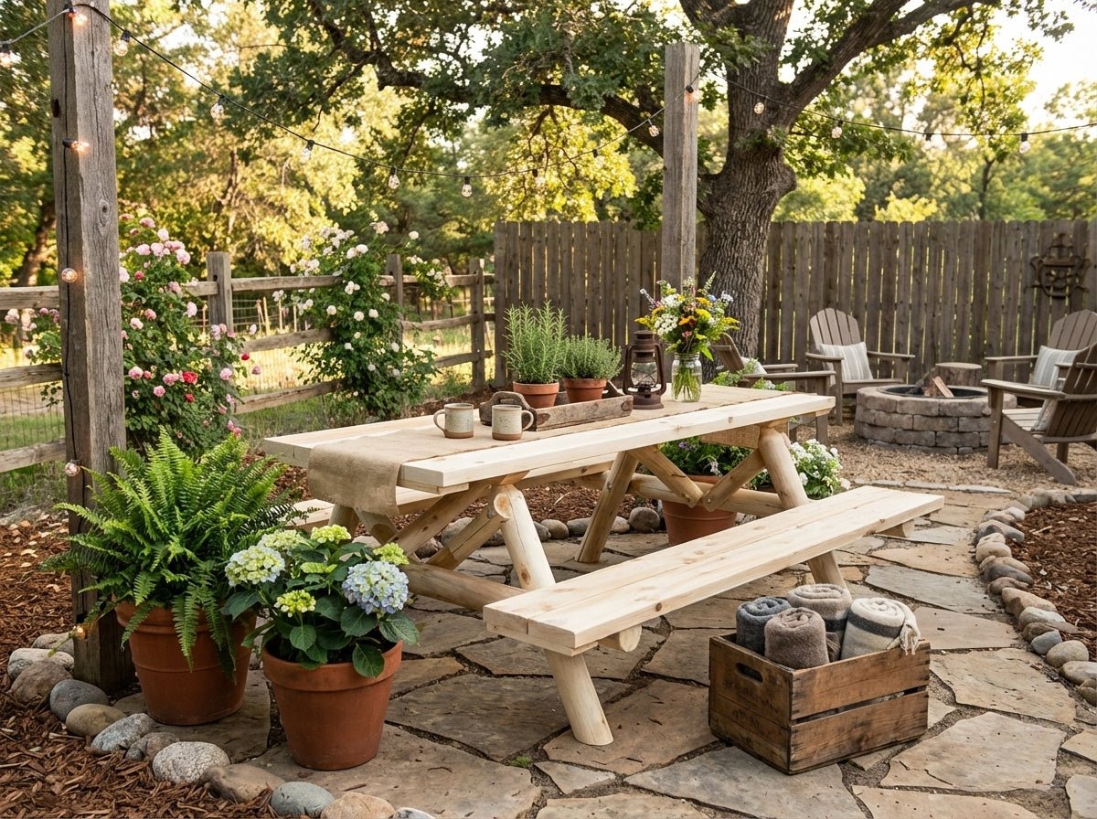 Outdoor Farmhouse Dining Table - Cedar Creek Rustic Furniture
