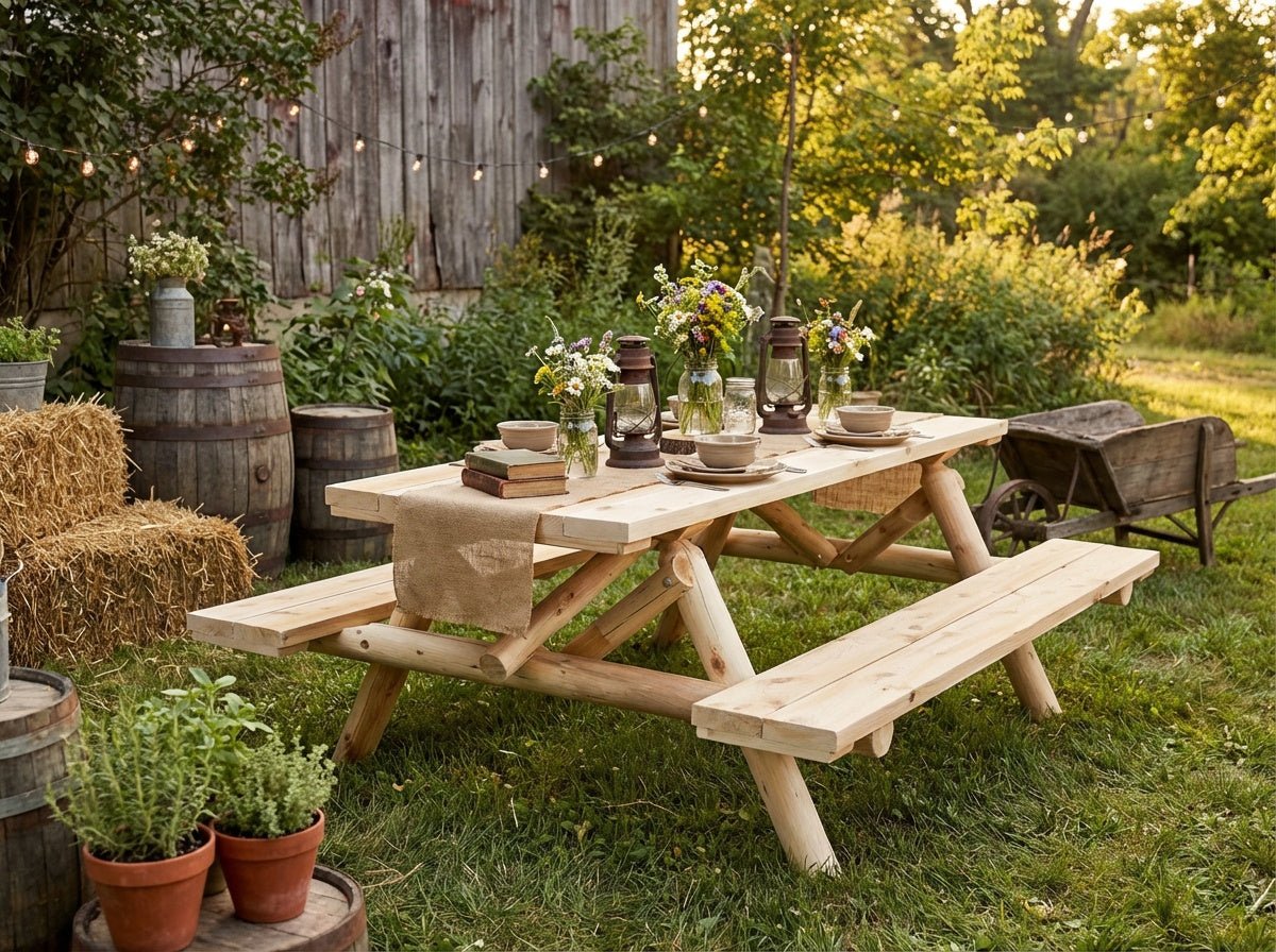 Outdoor Farmhouse Dining Table - Cedar Creek Rustic Furniture