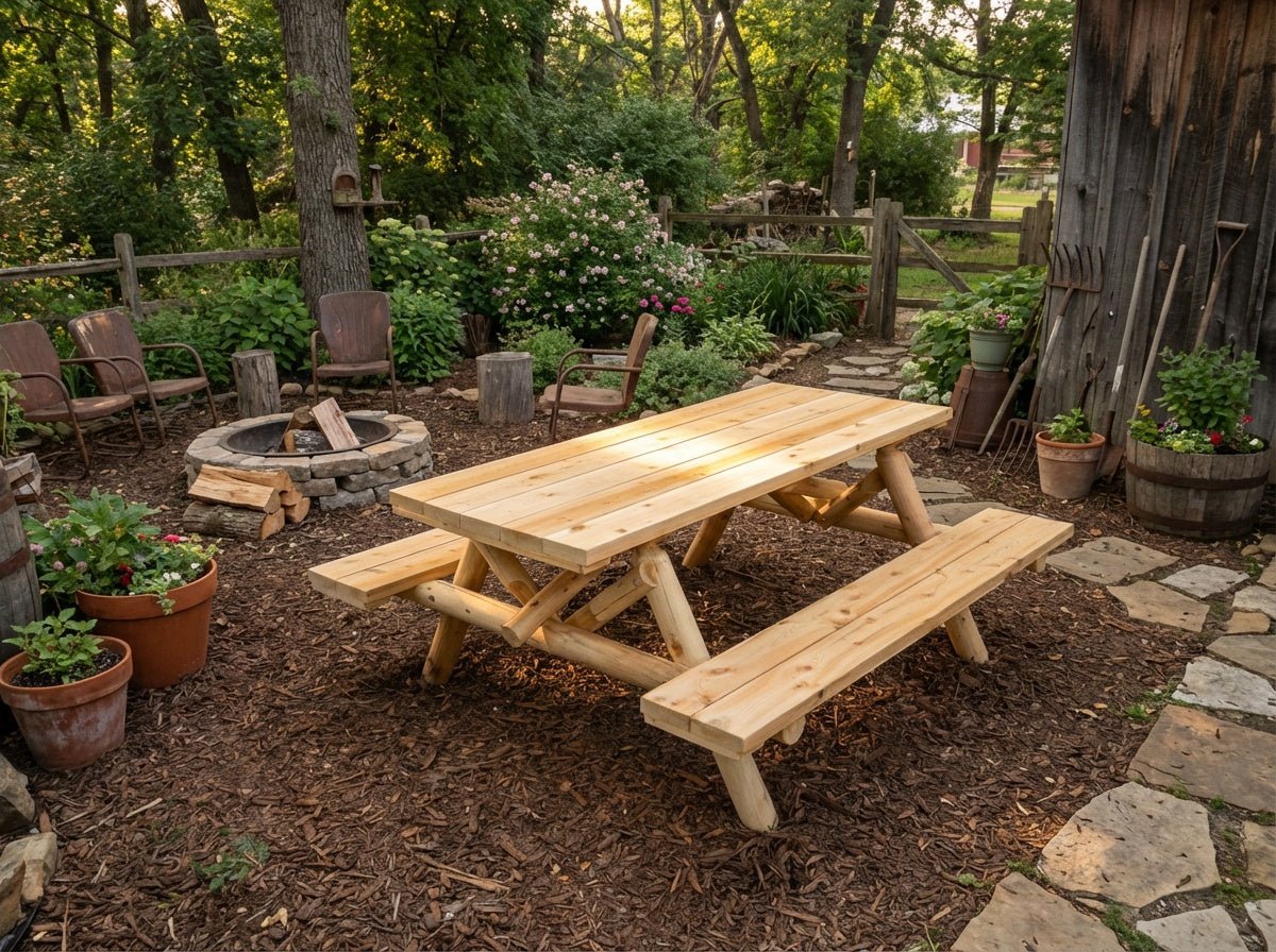 Outdoor Farmhouse Dining Table - Cedar Creek Rustic Furniture