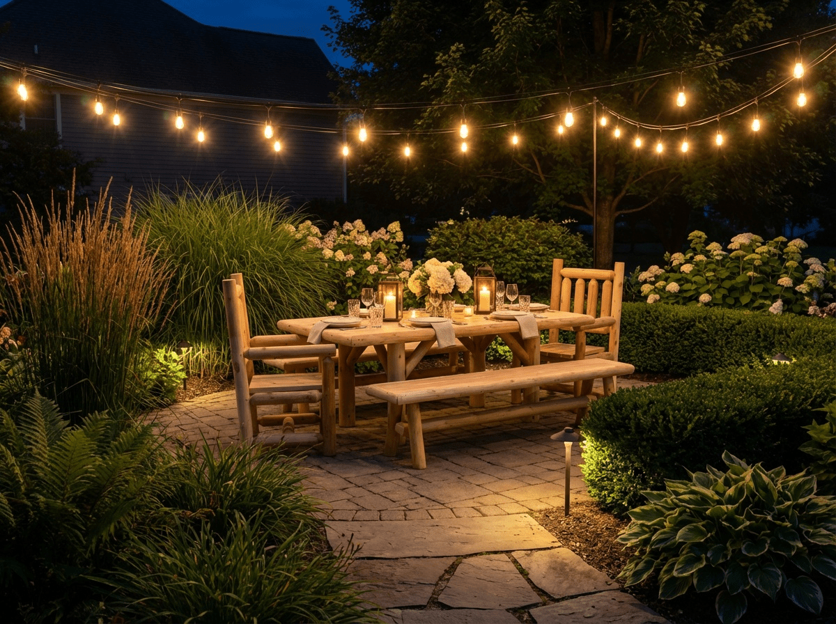 Outdoor Farmhouse Patio Table and Chairs - Cedar Creek Rustic Furniture