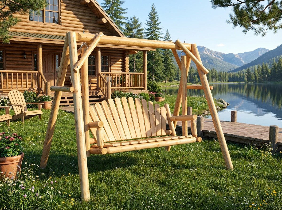 Rustic Log Swing Set - Cedar Creek Rustic Furniture