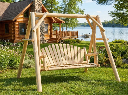 Rustic Log Swing Set - Cedar Creek Rustic Furniture