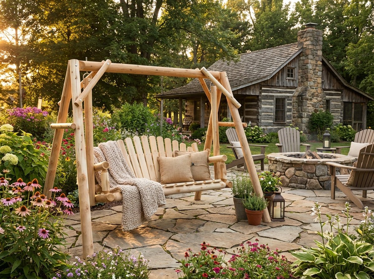 Rustic Log Swing Set - Cedar Creek Rustic Furniture