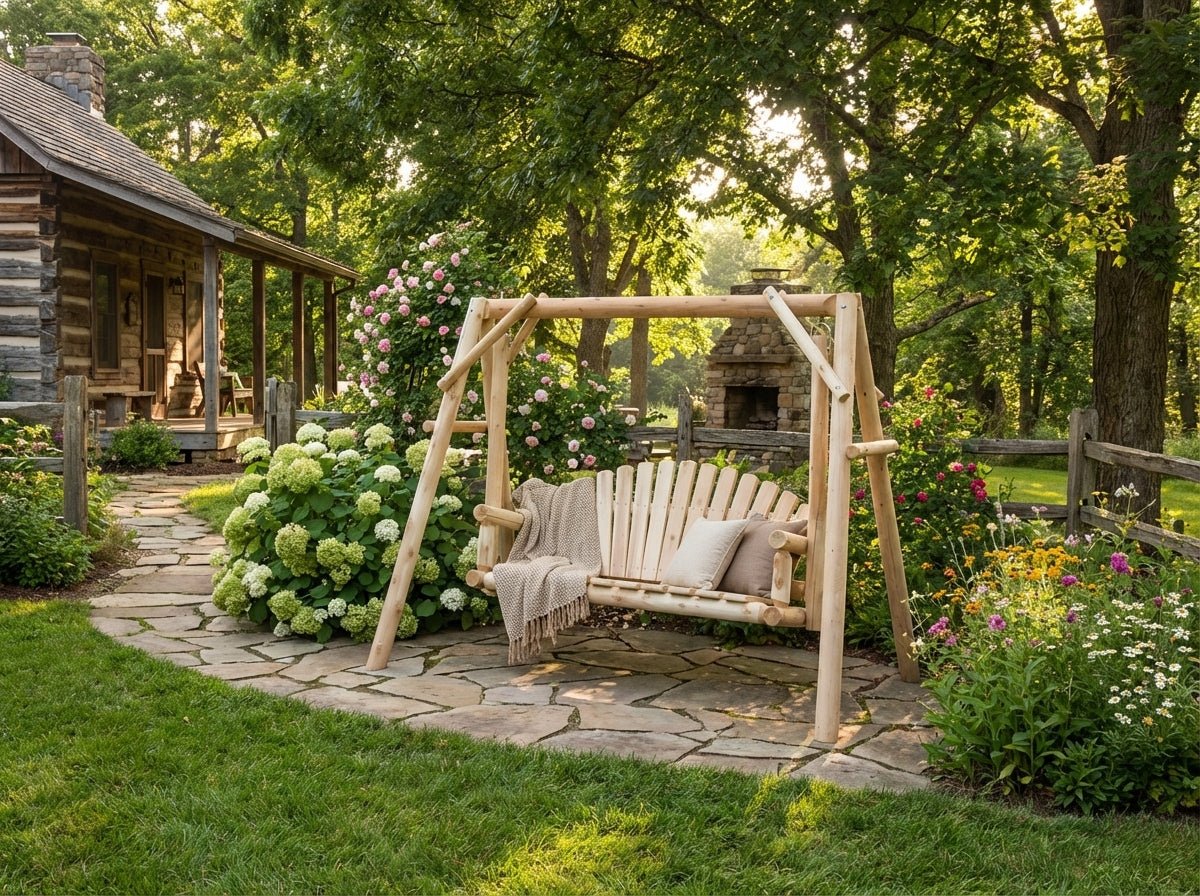 Rustic Log Swing Set - Cedar Creek Rustic Furniture