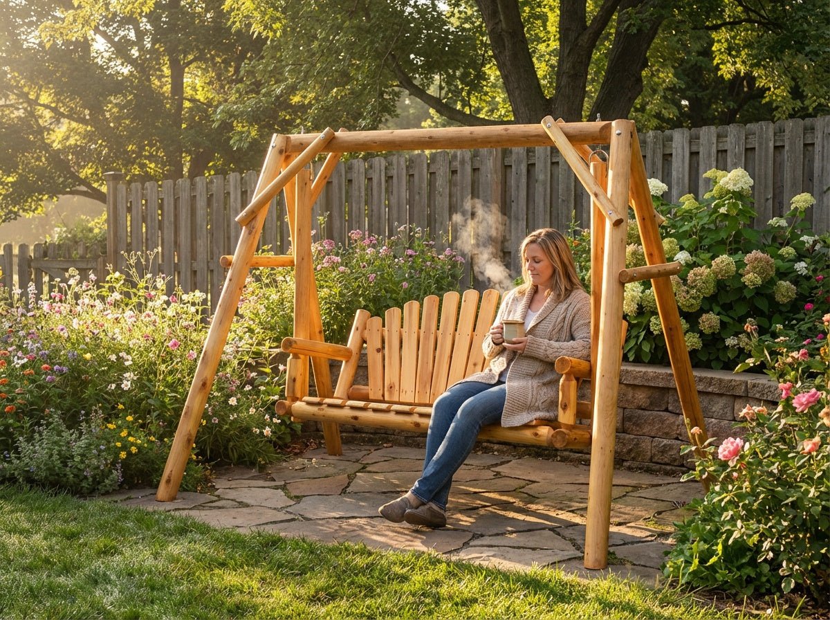 Rustic Log Swing Set - Cedar Creek Rustic Furniture