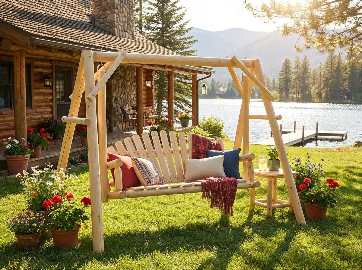 Rustic Log Swing Set - Cedar Creek Rustic Furniture