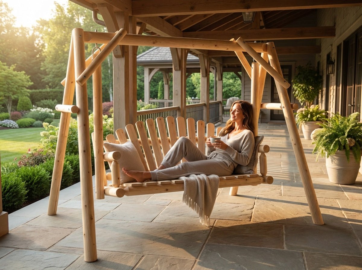 Rustic Log Swing Set - Cedar Creek Rustic Furniture