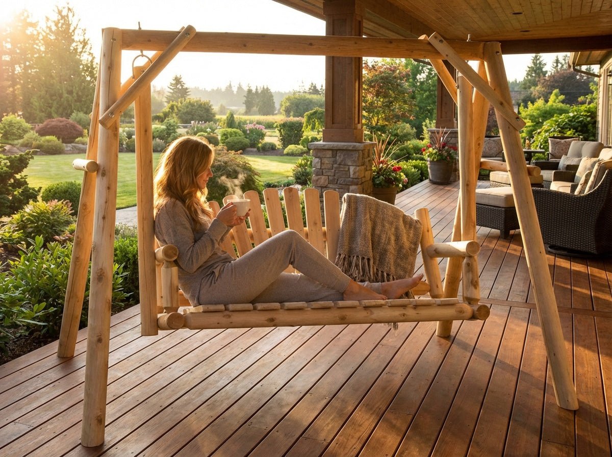 Rustic Log Swing Set - Cedar Creek Rustic Furniture