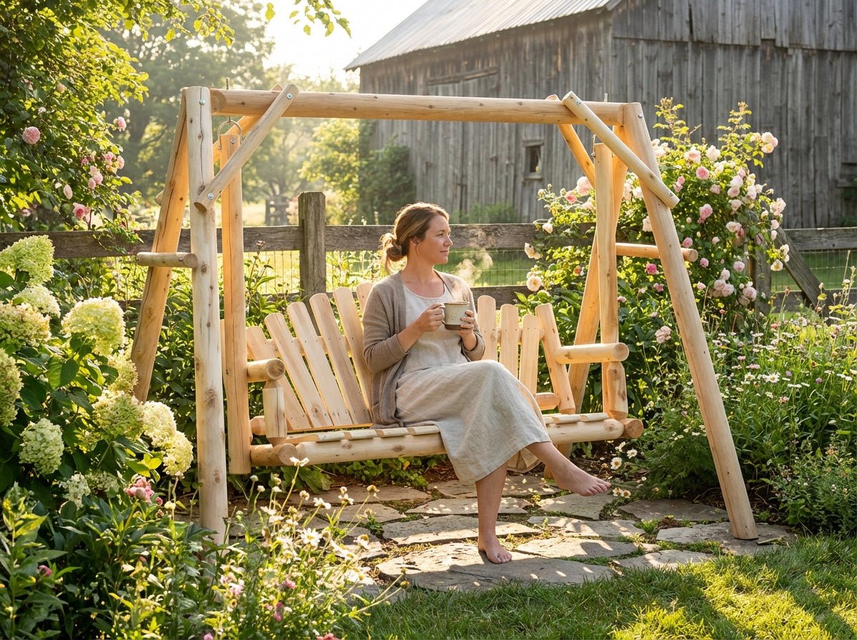 Rustic Log Swing Set - Cedar Creek Rustic Furniture