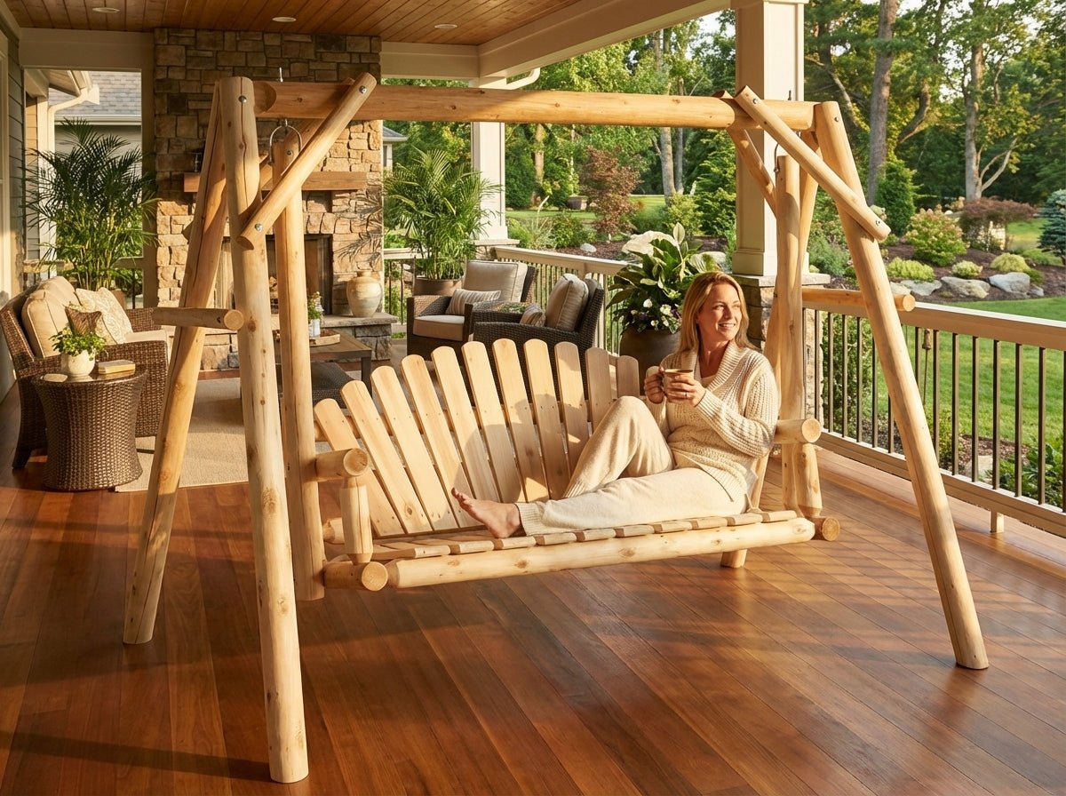 Rustic Log Swing Set - Cedar Creek Rustic Furniture