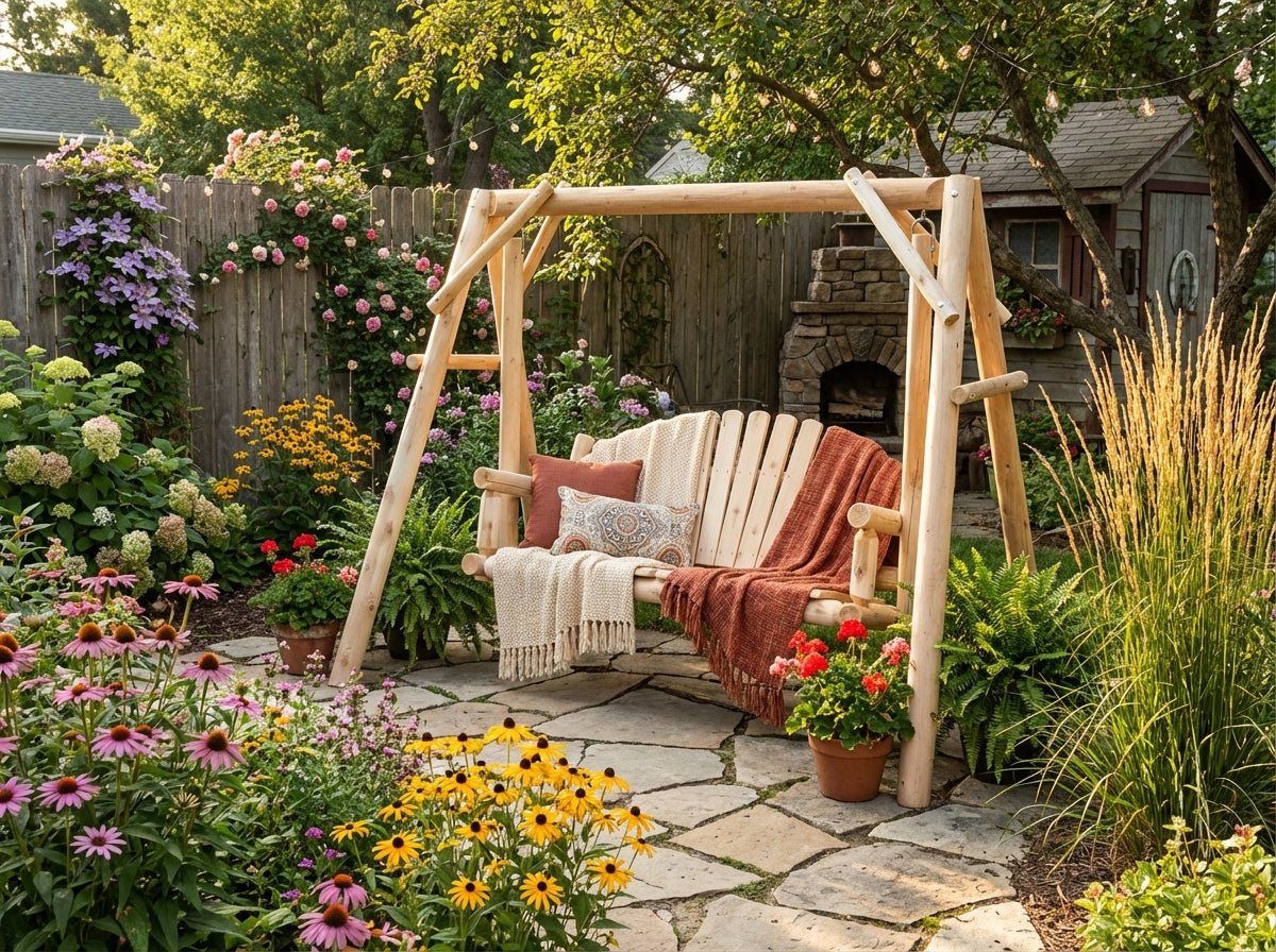 Rustic Log Swing Set - Cedar Creek Rustic Furniture