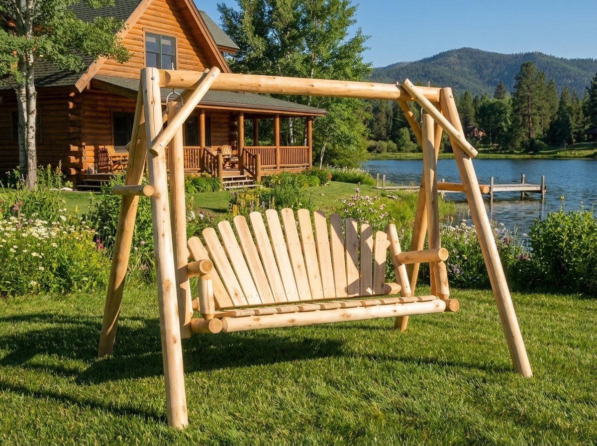 Rustic Log Swing Set - Cedar Creek Rustic Furniture