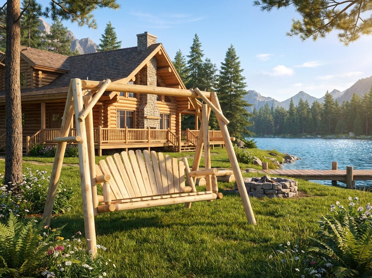 Rustic Log Swing Set - Cedar Creek Rustic Furniture