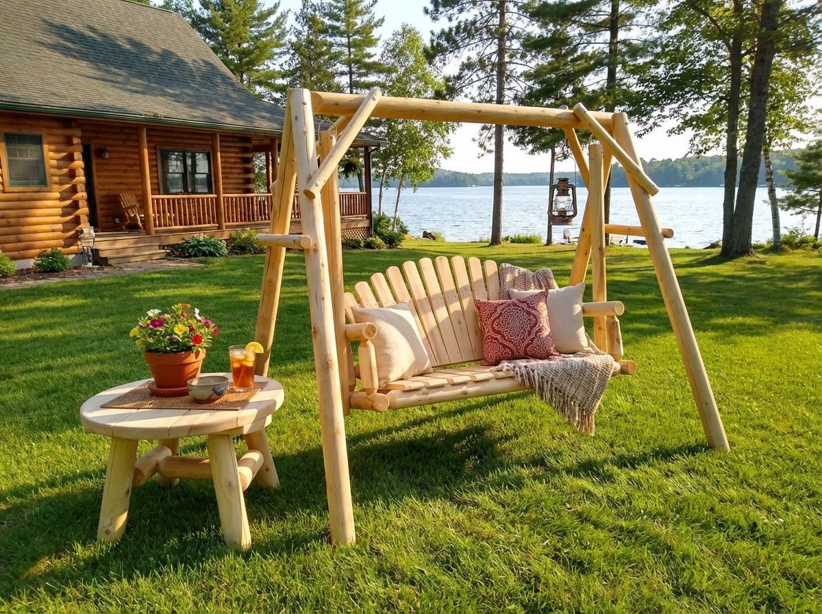 Rustic Log Swing Set - Cedar Creek Rustic Furniture