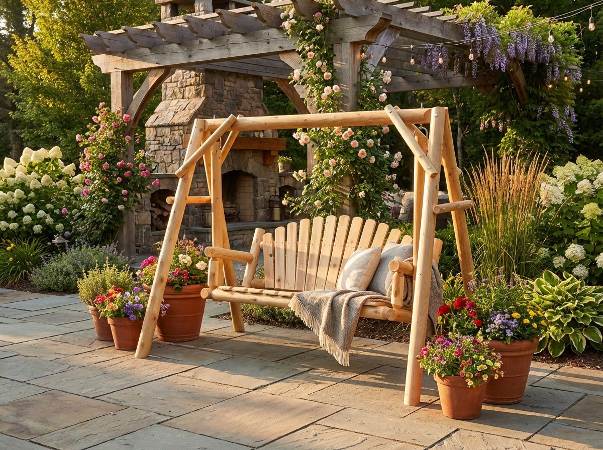 Rustic Log Swing Set - Cedar Creek Rustic Furniture