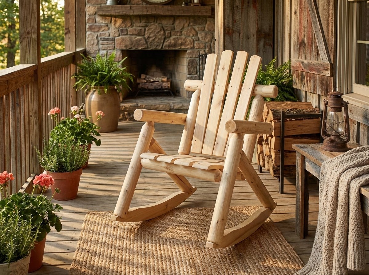 Rustic Outdoor Log Rocking Chair - Cedar Creek Rustic Furniture