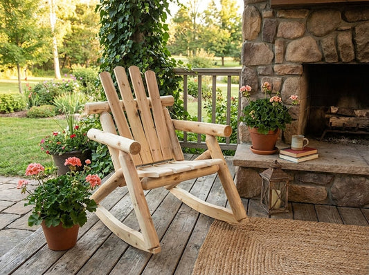 Rustic Outdoor Log Rocking Chair - Cedar Creek Rustic Furniture